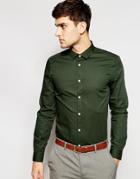 Asos Smart Shirt In Long Sleeve - Green Marl