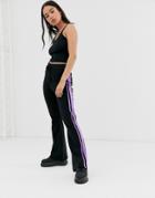 Asos Design Flare Pants With Contrast Side Panel-black