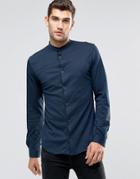 Jack & Jones Premium Slim Jersey Grandad Shirt - Navy