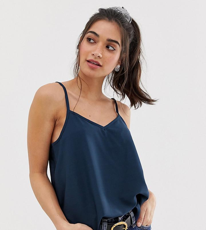 Brave Soul Petite Hettier Woven Cami Top - Navy