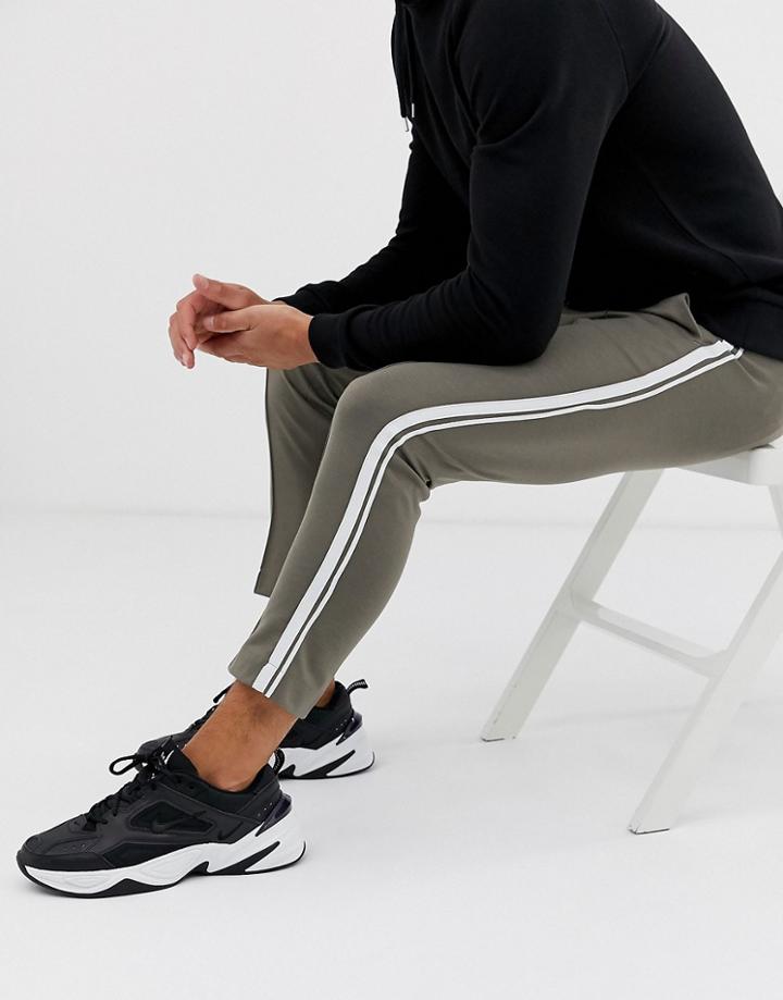 River Island Pants In Khaki With Stripe