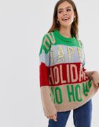 Asos Design Christmas Embellished Oversized Sweater