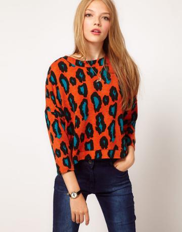 Asos Sweater In Bright Leopard