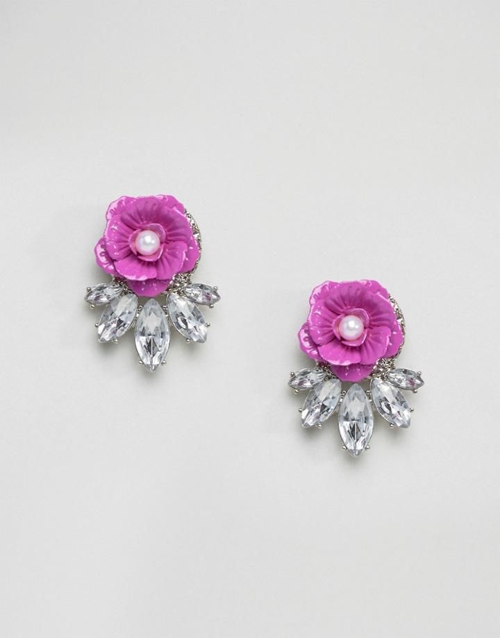 Asos Pink Flower Stud Earrings - Pink