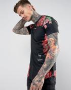 Hype T-shirt In Black With Floral Print - Black