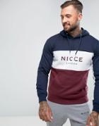 Nicce London Hoodie With Triple Panel - Navy