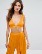 Asos Beach Co-ord Top In Slinky - Orange