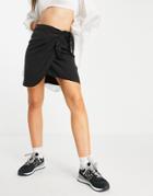 & Other Stories Wrap Front Mini Skirt In Black