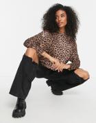 Allsaints Rita Oversized Long Sleeve Tee In Leopard-multi