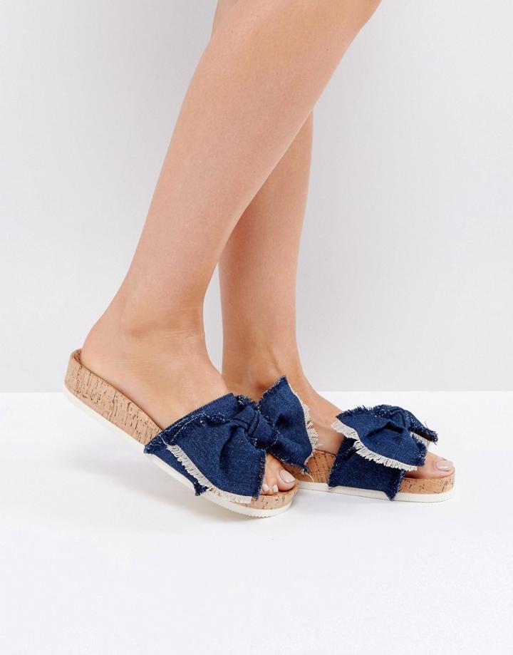 Miss Kg Denim Blue Flat Sandals - Blue