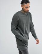 Asos Super Longline Double Layer Sweatshirt With Side Zips - Gray
