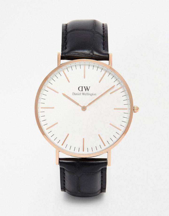 Daniel Wellington Classic Reading 40mm Watch In Rose Gold - Black