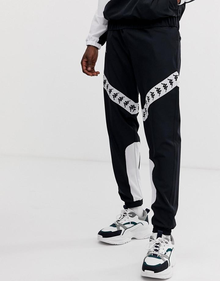 Kappa Banda Balmar Jogger With Diagonal Taping In Black - Black
