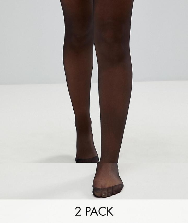 Asos Design 2 Pack 15 Denier Tights-black