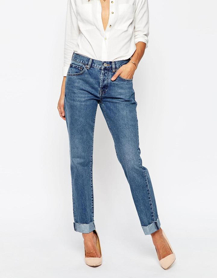 Asos Carrot Boyfriend Jean - Mid Wash Blue