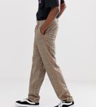 Collusion Tall Skater Pants In Brown Check With Fluro Piping - Brown