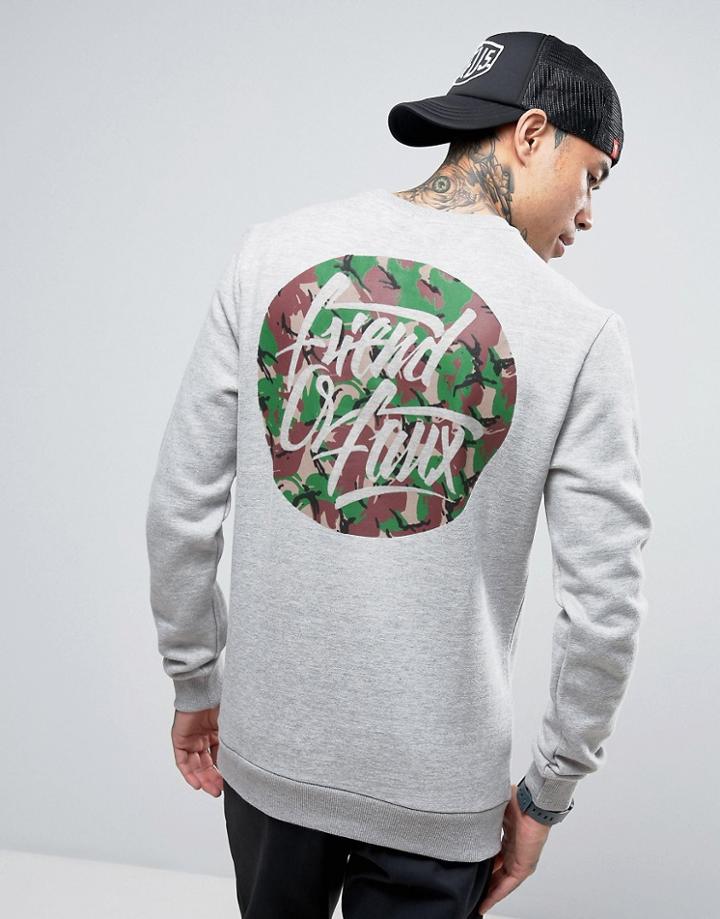 Friend Or Faux Camo Print Sweater - Gray