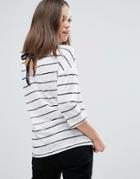 Only Striped Top With Tie Back - White