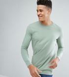 Asos Tall Longline T-shirt With Crew Neck - Green