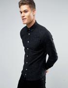 Celio Long Sleeve Regular Fit Shirt With All Over Fleck Detail - Black