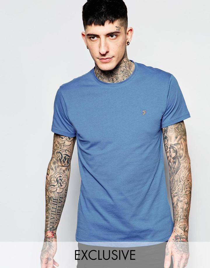 Farah T-shirt With F Logo Slim Fit Exclusive - Dusky Blue