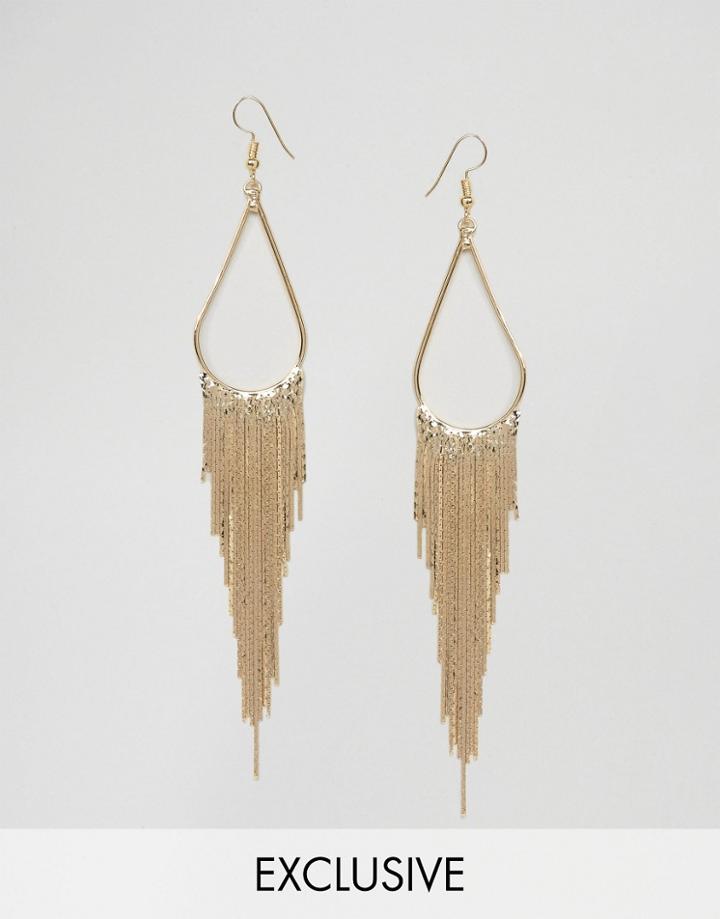 Reclaimed Vintage Multi Strand Disco Earrings - Gold