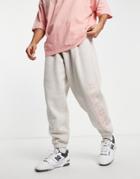 Asos Actual Brushed Sweatpants With Logo In Oatmeal Heather - Part Of A Set-neutral