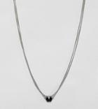 Designb Double Chain Necklace With Black Stone - Silver