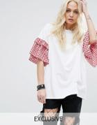 Reclaimed Vintage T-shirt With Ruffle Sleeve - Red