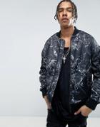New Look Oversized Bomber With Print In Black - Black