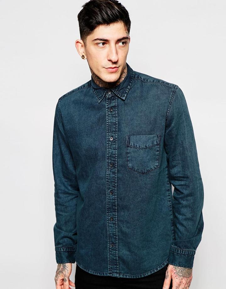 Cheap Monday Denim Shirt Air Dense Black Overdye Indigo - Dense Black