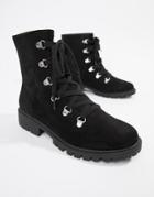 London Rebel Hiker Flat Boots-black