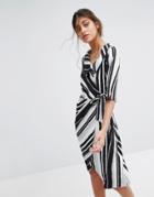 Closet London Wrap Front Striped Dress - Multi