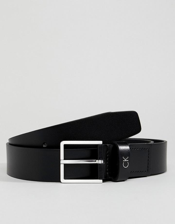 Calvin Klein Mino Leather Belt In Black