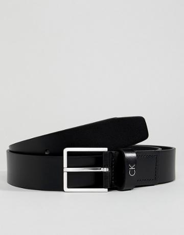 Calvin Klein Mino Leather Belt In Black