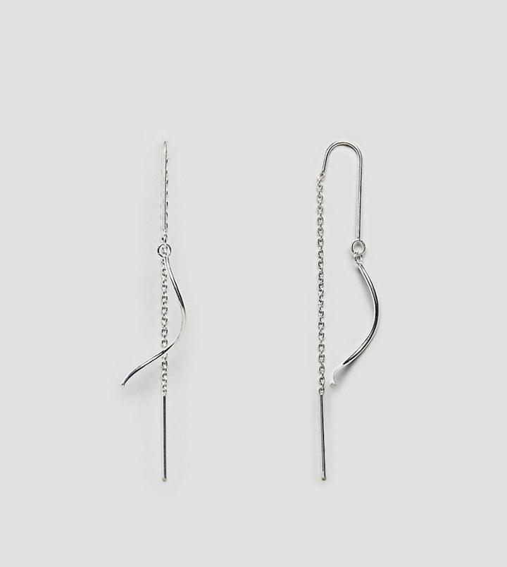 Asos Sterling Silver Swirl Pull Through Earrings - Silver