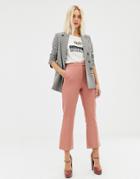 Miss Selfridge Cropped Trousers With Kick Flare In Pink - Pink