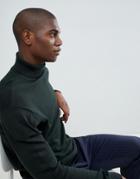 French Connection Plain 100% Cotton Roll Neck Sweater-green