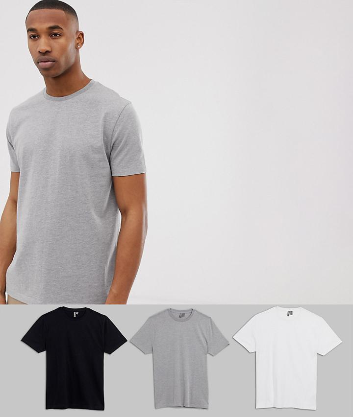 Asos Design Relaxed T-shirt With Crew Neck 3 Pack Multipack Saving - Multi