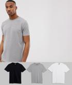 Asos Design Relaxed T-shirt With Crew Neck 3 Pack Multipack Saving - Multi