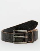 Racing Green Leather Casual Belt - Black