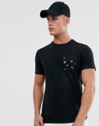 Threadbare Tropical Pocket T-shirt In Black - Black