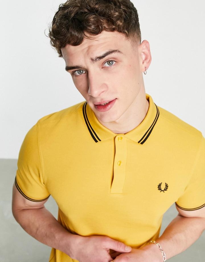 Fred Perry Tipped Polo Shirt In Yellow