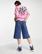 Asos Unrvlld Spply Oversized T-shirt With Logo Graffiti Print In Pink Acid Wash