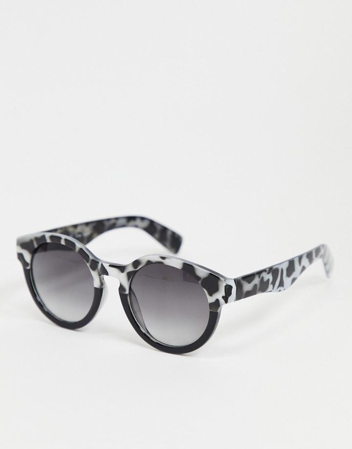 Aj Morgan Round Sunglasses In Gray And Tortoise Ombre-grey