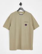 Topman Oversized Waffle T-shirt With Pocket In Stone-neutral