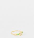 Reclaimed Vintage Inspired Heart Ring With Emerald Stones In Sterling Silver Gold Plate
