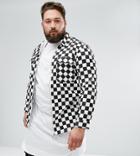 Sixth June Plus Oversized Shirt In Checkerboard With Zip - Black