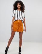 Monki Button Front A-line Skirt - Yellow