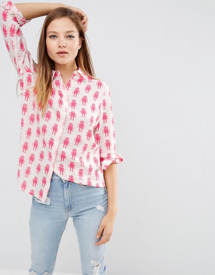 Asos Blouse In Robot Print - Multi